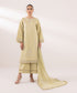 Women's Unstitched Fine Cotton Satin Embroidered Yellow 3 Piece Suit